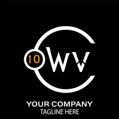 WV Letter Logo Design. WV Company Name. WV Letter Logo Circular Concept. Black Background.