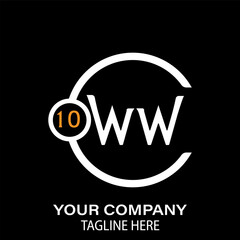 WW Letter Logo Design. WW Company Name. WW Letter Logo Circular Concept. Black Background.