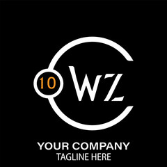 WZ Letter Logo Design. WZ Company Name. WZ Letter Logo Circular Concept. Black Background.
