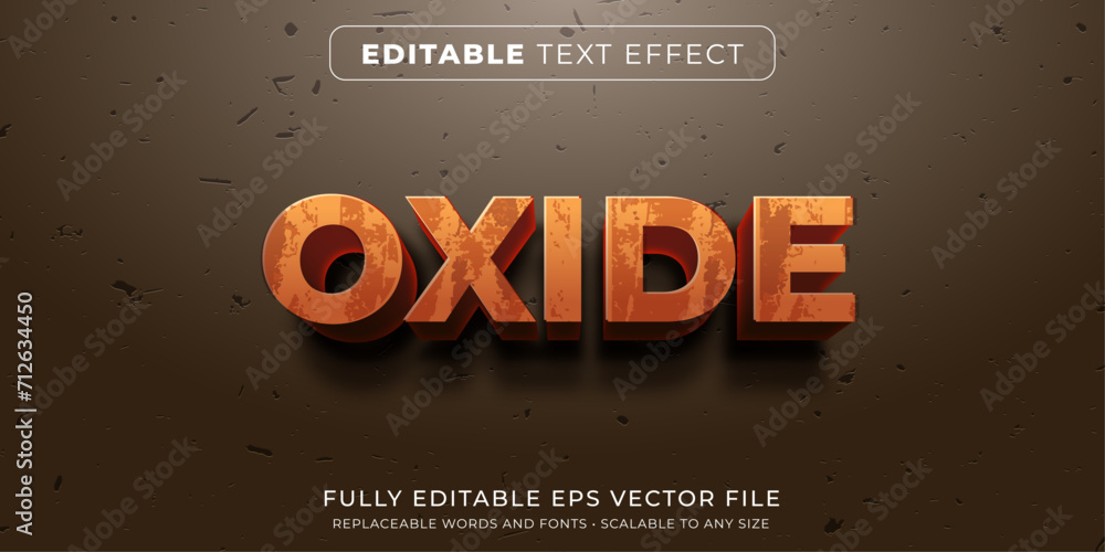 Wall mural editable text effect in rusting metal style
