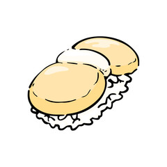 ホタテの寿司の手描きイラスト