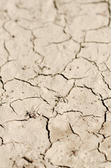 Top view of dry soil with cracks and fissures, climate change or global warming concept background, natural backdrop