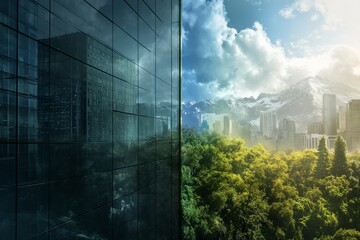 office building in the city and green environment out side green concept,