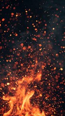 Fototapeta na wymiar Burning hot sparks of fire on black background