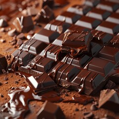 closeup shot of chocolate melting on chocolate