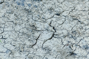 Top view of dry soil with cracks and fissures, climate change or global warming concept background, natural backdrop