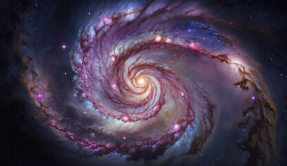 Galactic Whirl - Majestic Spiral Galaxy Space art made with Generative AI