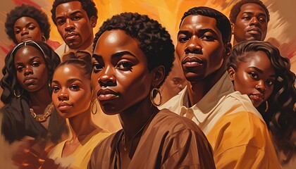 Black history month black people power illustrator, oil painting photo