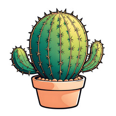 Cactus On Pot Illustration with Transparent Background