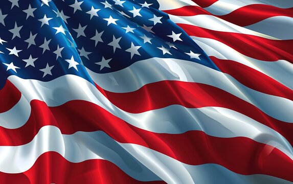 Beautiful waving American flag close up, United States of America corrugated flag Happy Independence Day illustration background Generative AI