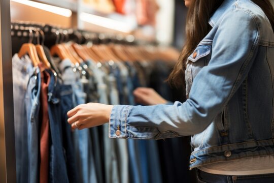 A woman shopping for a jeans