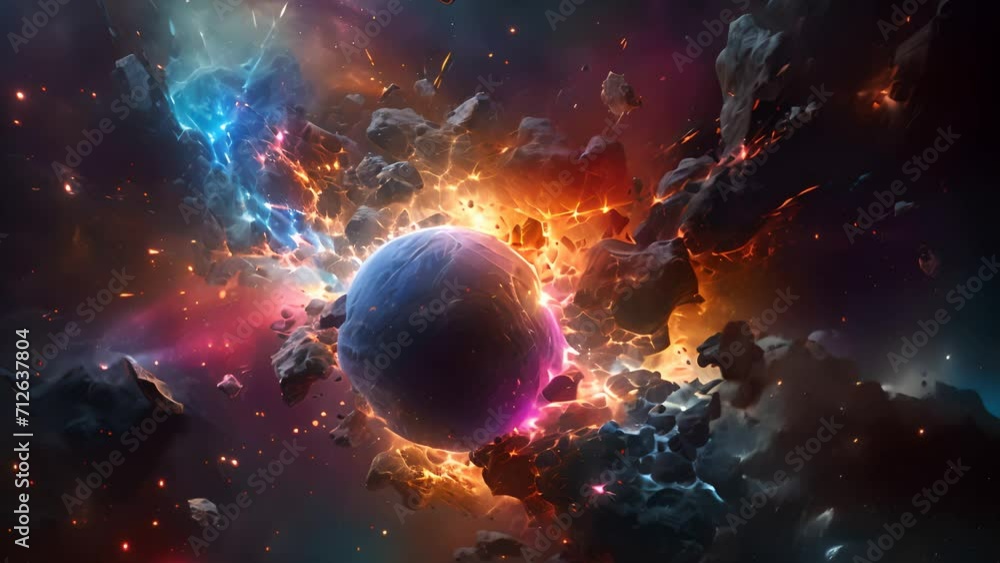 Wall mural abstract space background with planets, stars and nebula