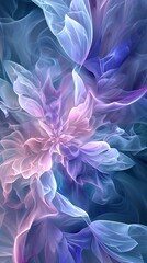 Artistic representation of a flower with cool blue and violet tones, creating a visually refreshing and cold ambiance.