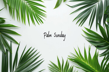 Card for Palm Sunday with text in the middle, idea for wallpaper for Easter - obrazy, fototapety, plakaty