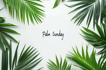 Fotobehang Card for Palm Sunday with text in the middle, idea for wallpaper for Easter © Ed