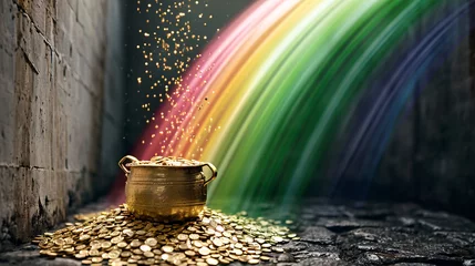 Foto op Canvas Irish Legend of rainbow and a leprechaun's pot of gold © Vilius