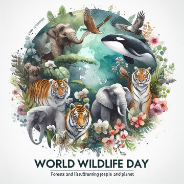 A beautiful photo of world wildlife day template AI Generated