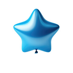 blue star helium balloon. Birthday balloon flying for party and celebrations. Isolated on white background.