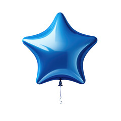 blue star helium balloon. Birthday balloon flying for party and celebrations. Isolated on white background.