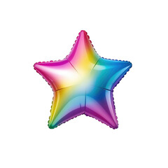 multicolor star helium balloon. Birthday balloon flying for party and celebrations. Isolated on white background. Generative AI