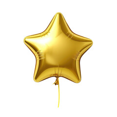 gold star helium balloon. Birthday balloon flying for party and celebrations. Isolated on white background.
