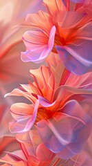 Fiery petals harmonizing with cool oceanic leaves, a serene bloom that embodies calming rhythms and a touch of gentle softness.