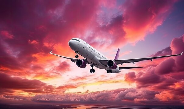 Airborne Journey Above the Waves With a Beautiful Sunset in the Background © uhdenis