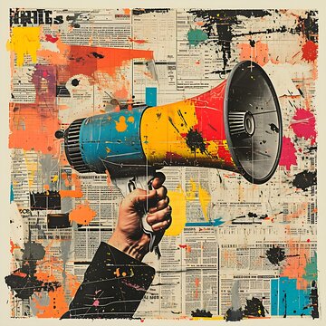 Megaphon, Aufruf, Zeitung, Neuigkeiten, Revolution, Demokratie, Bunt