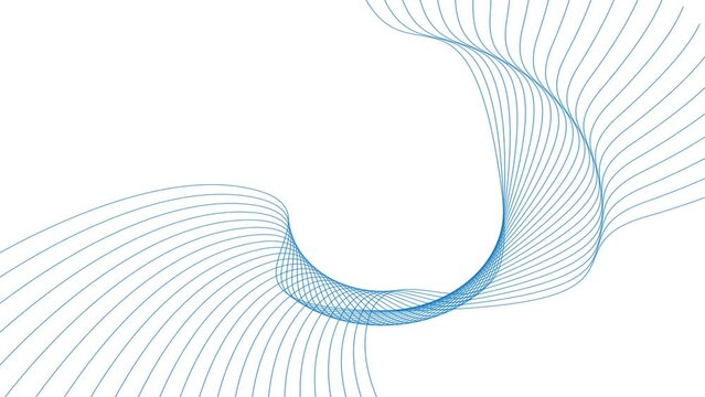Blue color wavy curve lines background 4K animation video.