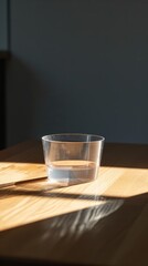 Glass of Water on Wooden Table