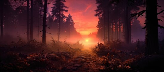 Fototapeta na wymiar Gorgeous woods sunset.