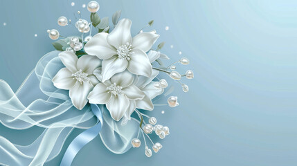 white flowers on a blue background