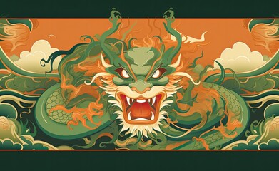 Happy Chinese new year. Chinese new year banner Golden dragon