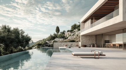 Luxury villa exterior detail with pool - Powered by Adobe
