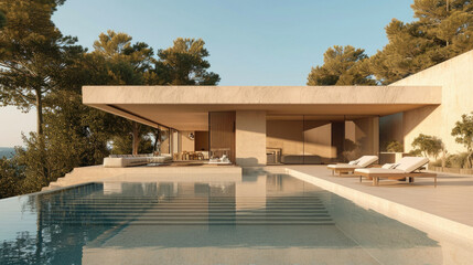 Fototapeta premium Luxury villa exterior detail with pool