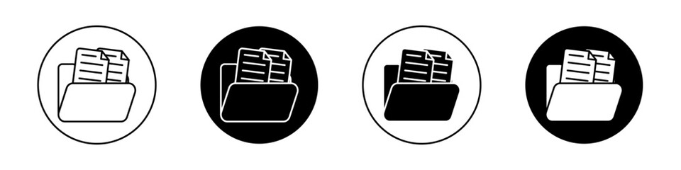 Document archive icon set. Archive Organization and Document Vector Symbol in a Black Filled and Outlined Style. Data Storage and Electronic File Management System Sign. - obrazy, fototapety, plakaty