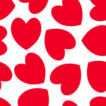 Red love heart seamless pattern background, hearts background, Valentine's day holiday print texture, beautiful romantic wedding design backdrop - vector