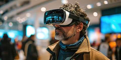 Mann mit VR Headset - obrazy, fototapety, plakaty