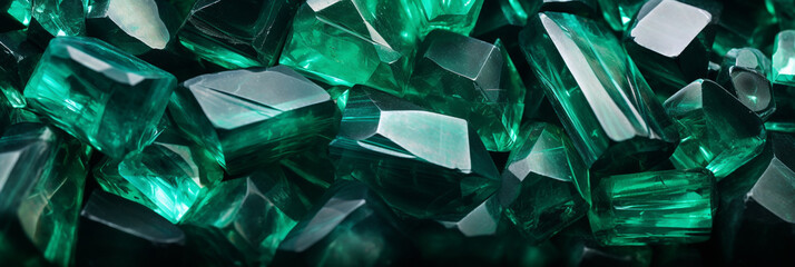 Green background decorated with emerald gemstones