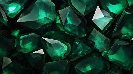 Green background decorated with emerald gemstones