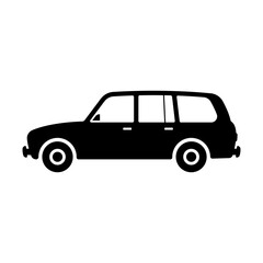 Fototapeta premium Car icon. Station wagon. Black silhouette. Side view. Vector simple flat graphic illustration. Isolated object on a white background. Isolate.