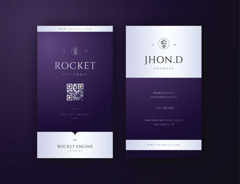 Modern Opulence Vertical Business Card Template, Professional Editable Business Card in Dark Purple, Silver, and Gold