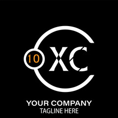 XC Letter Logo Design.  XC Company Name. XC Letter Logo Circular Concept. Black Background.