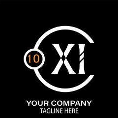 XI Letter Logo Design.  XI Company Name. XI Letter Logo Circular Concept. Black Background.