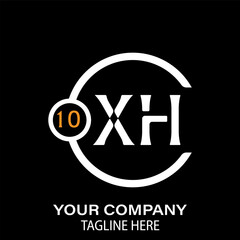 XH Letter Logo Design.  XH Company Name. XH Letter Logo Circular Concept. Black Background.