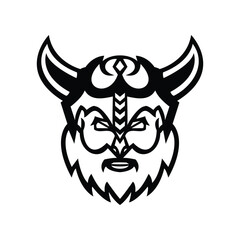 viking mascot logo line art design illustration