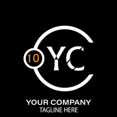 YC Letter Logo Design.  YC Company Name. YC Letter Logo Circular Concept. Black Background.