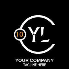 YL Letter Logo Design.  YL Company Name. YL Letter Logo Circular Concept. Black Background.