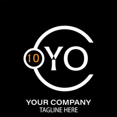 YO Letter Logo Design.  YO Company Name. YO Letter Logo Circular Concept. Black Background.