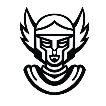 athena mascot logo line art design illustration